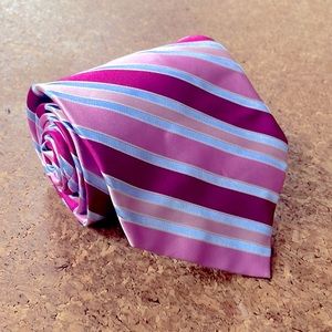 Pink, blue, white and magenta striped tie